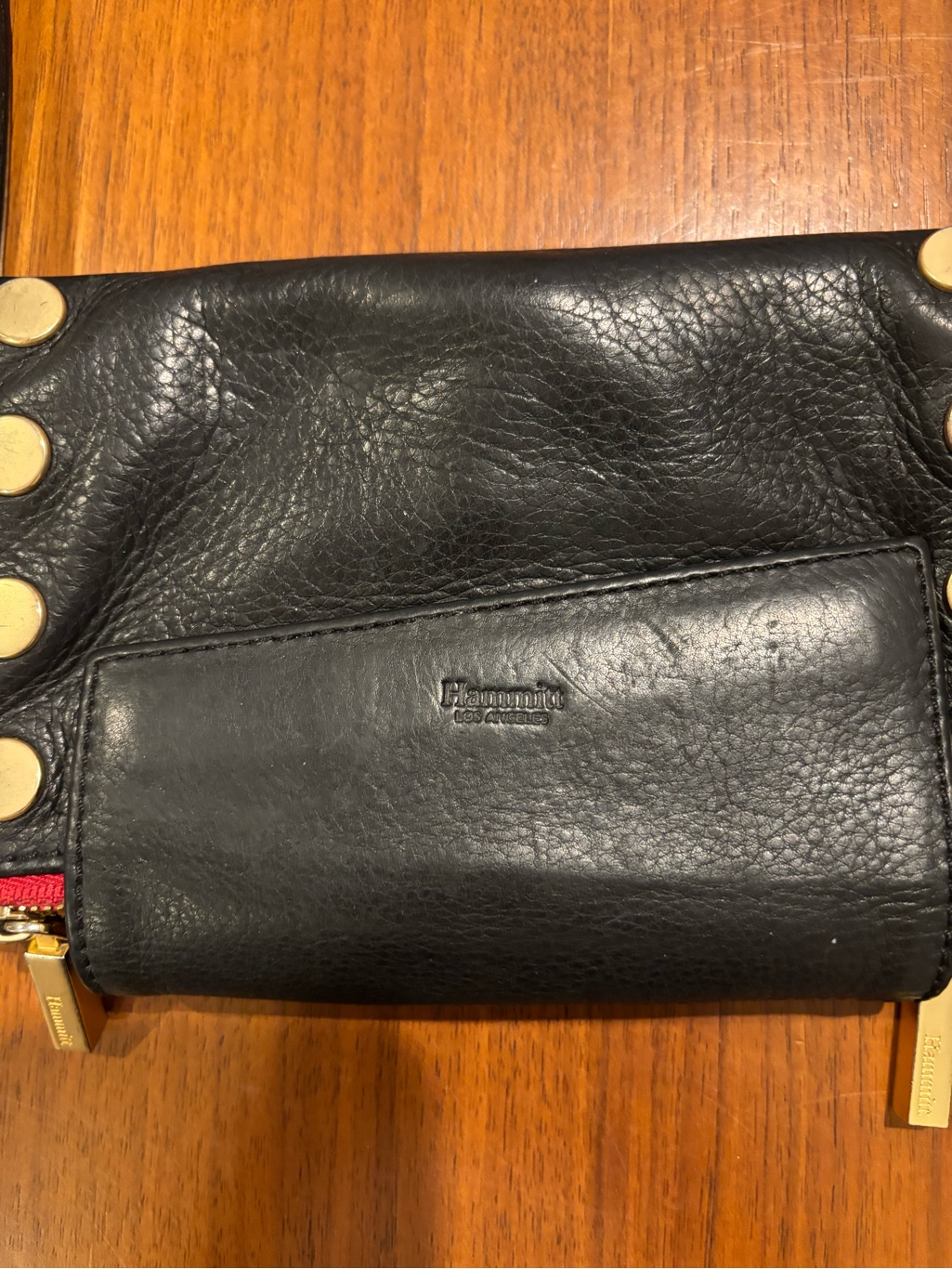 Hammitt Levy Black Leather Gold Grommet With Red Interior — image 4 of 8